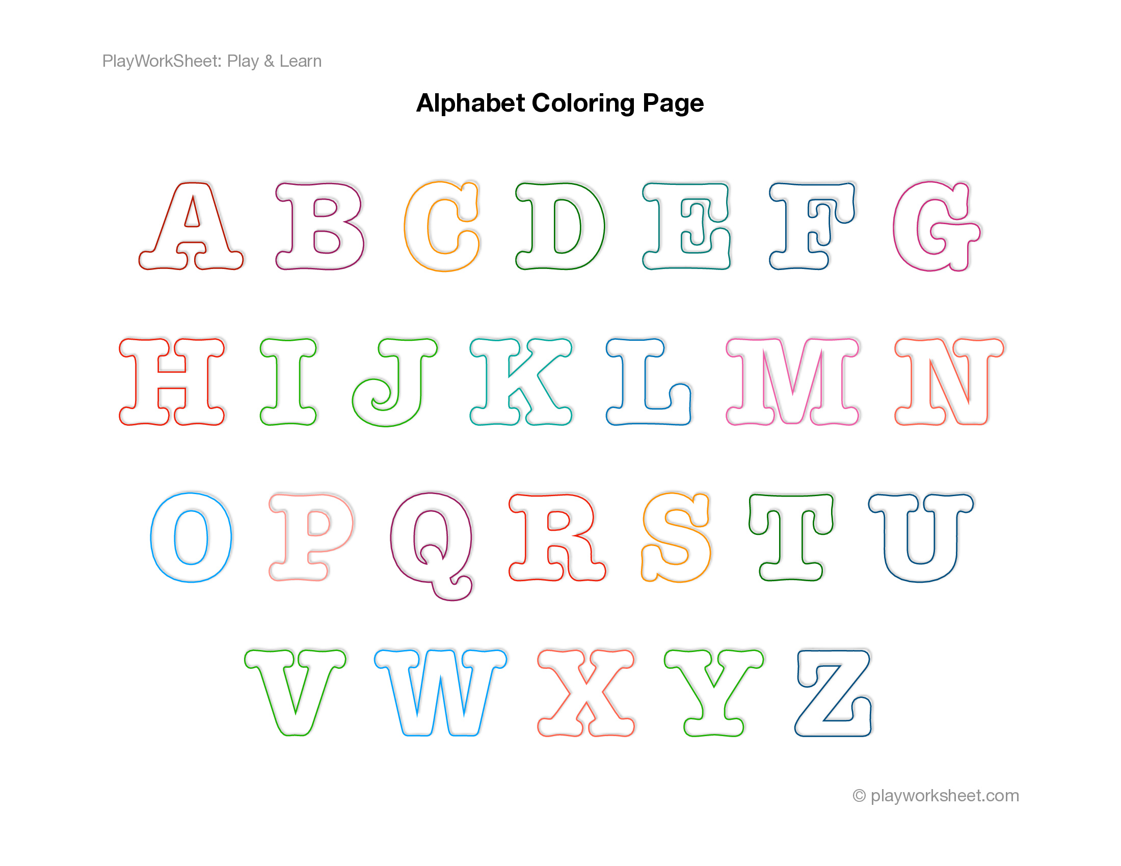 Alphabet Coloring Pages with Typewriter Font Outlines - Page 2