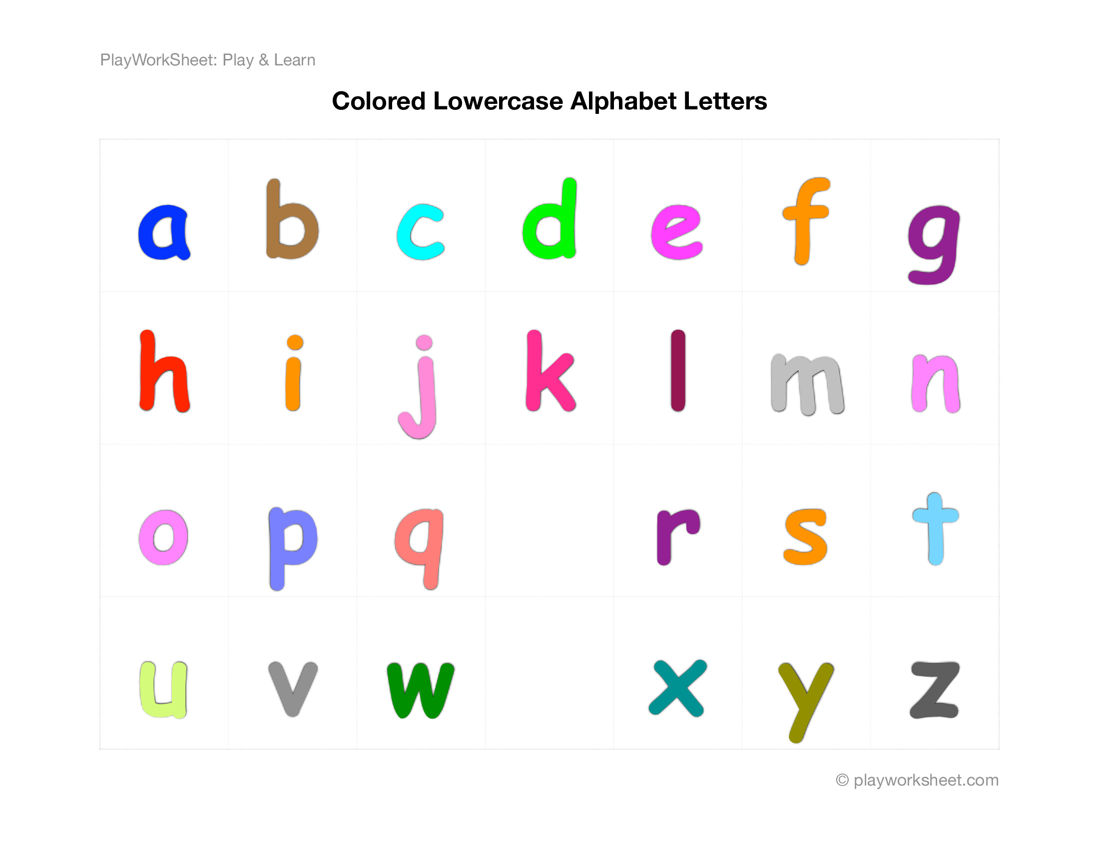 Free Printable Lower Case Letters
