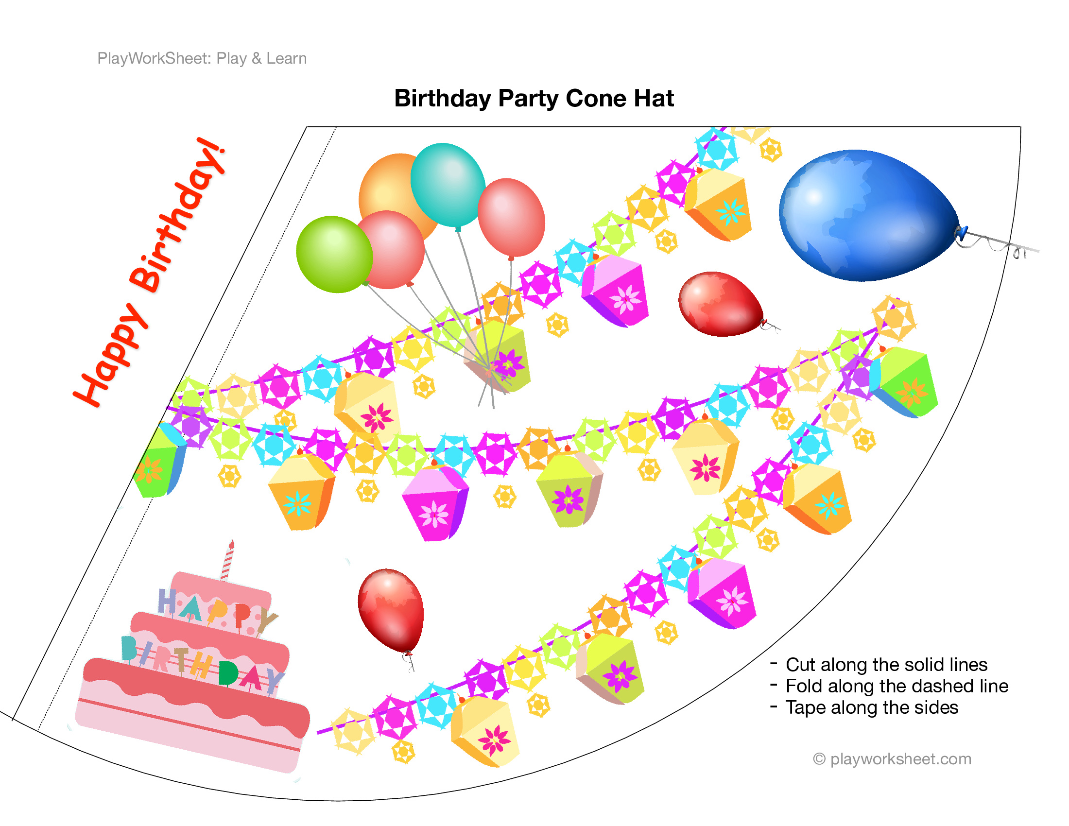 Template For A Birthday Party Cone Hat Free Printables For Kids