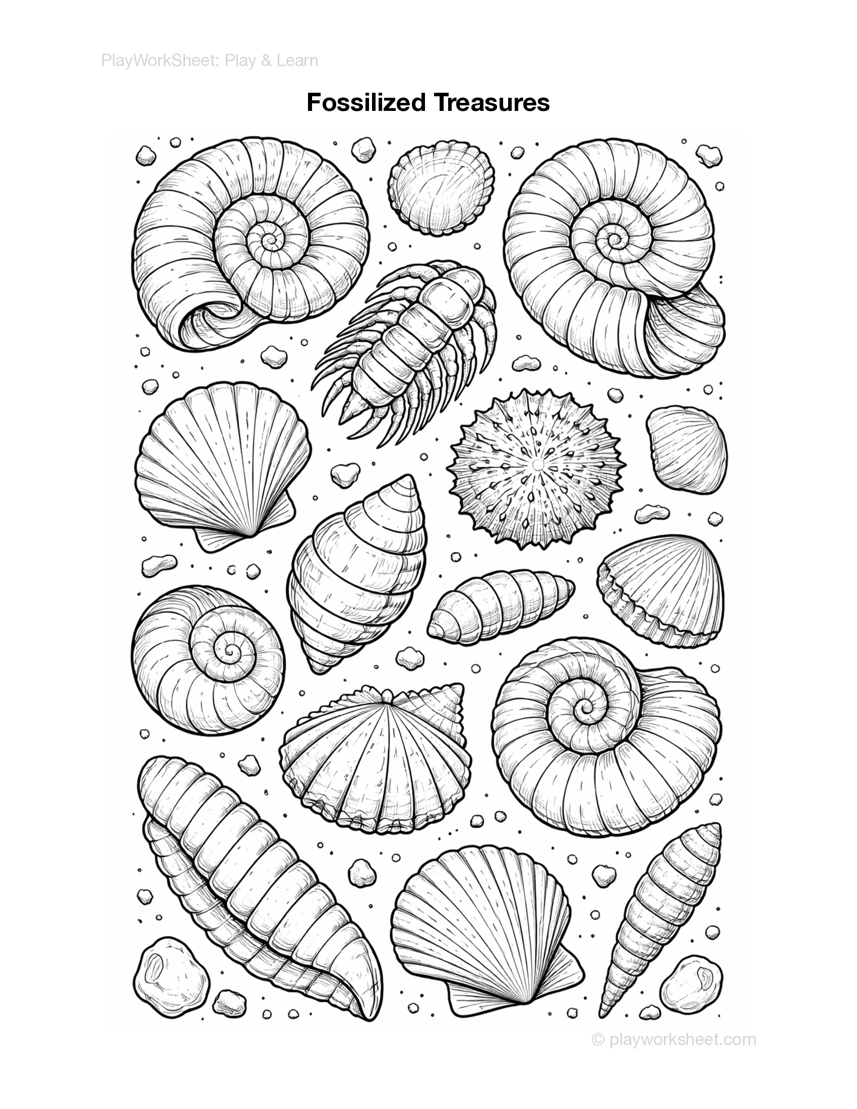 Fossilized Treasures Coloring Pages - Page 1