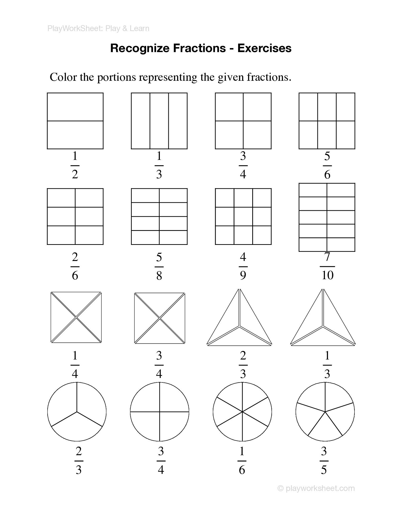 Exercises on Recognizing Fraction Charts - Page 2