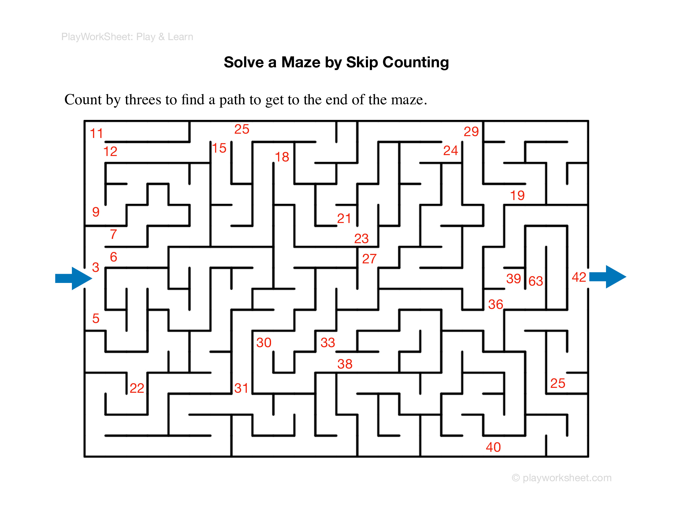 Solve a Maze by Skip Counting | Free Printables for Kids
