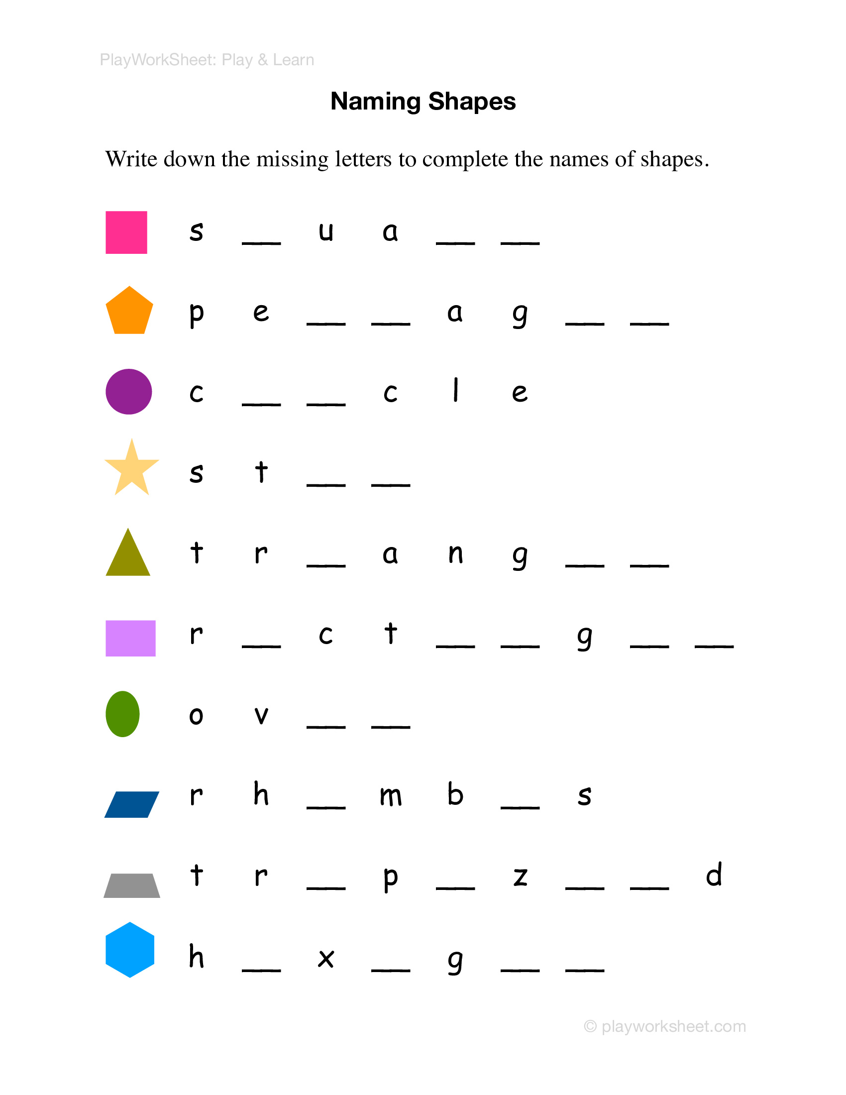 Naming Shapes Free Printables for Kids