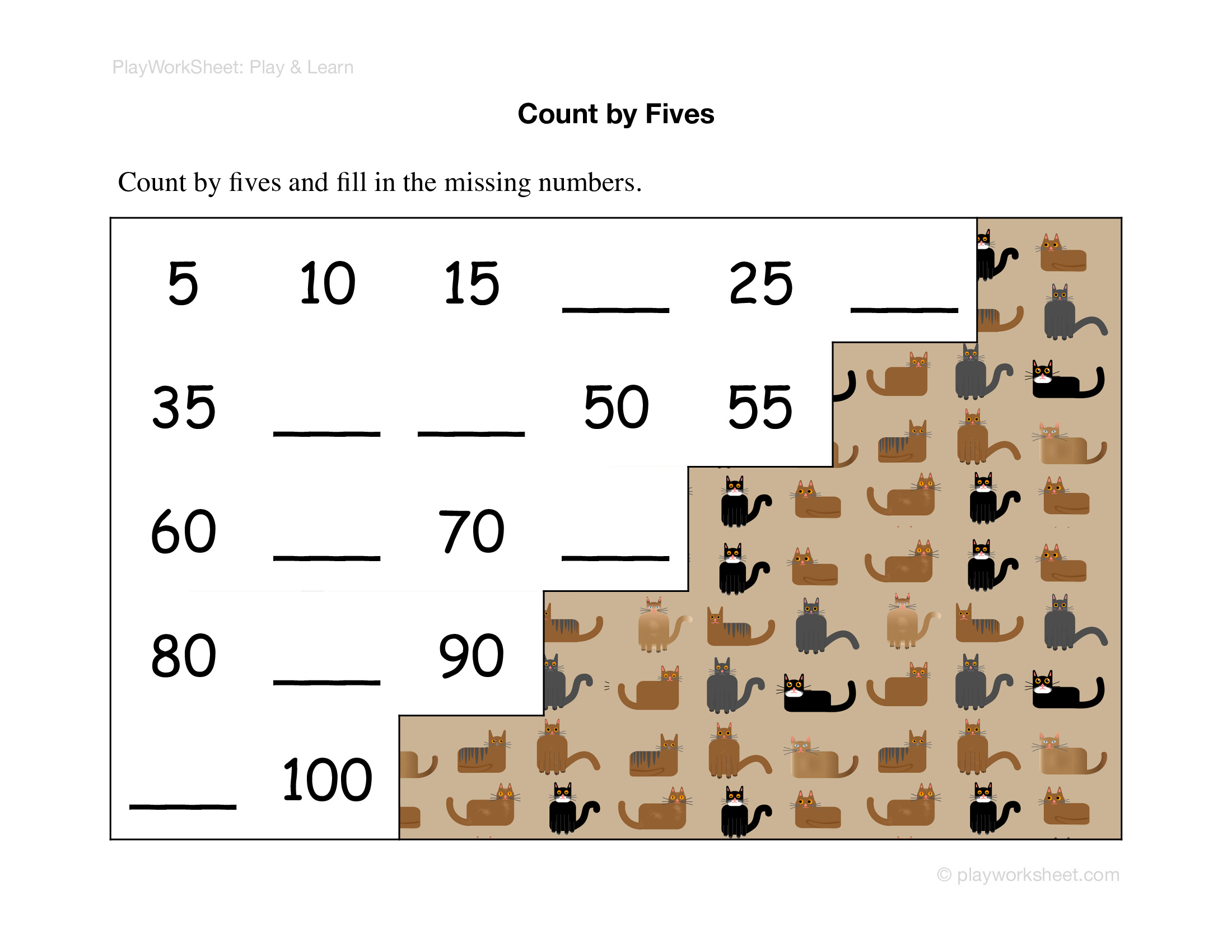 Count by fives and write the fifth numbers free printables for kids