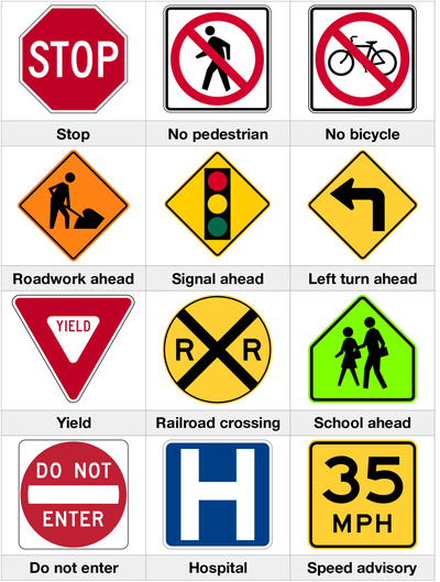 road safety signs and symbols