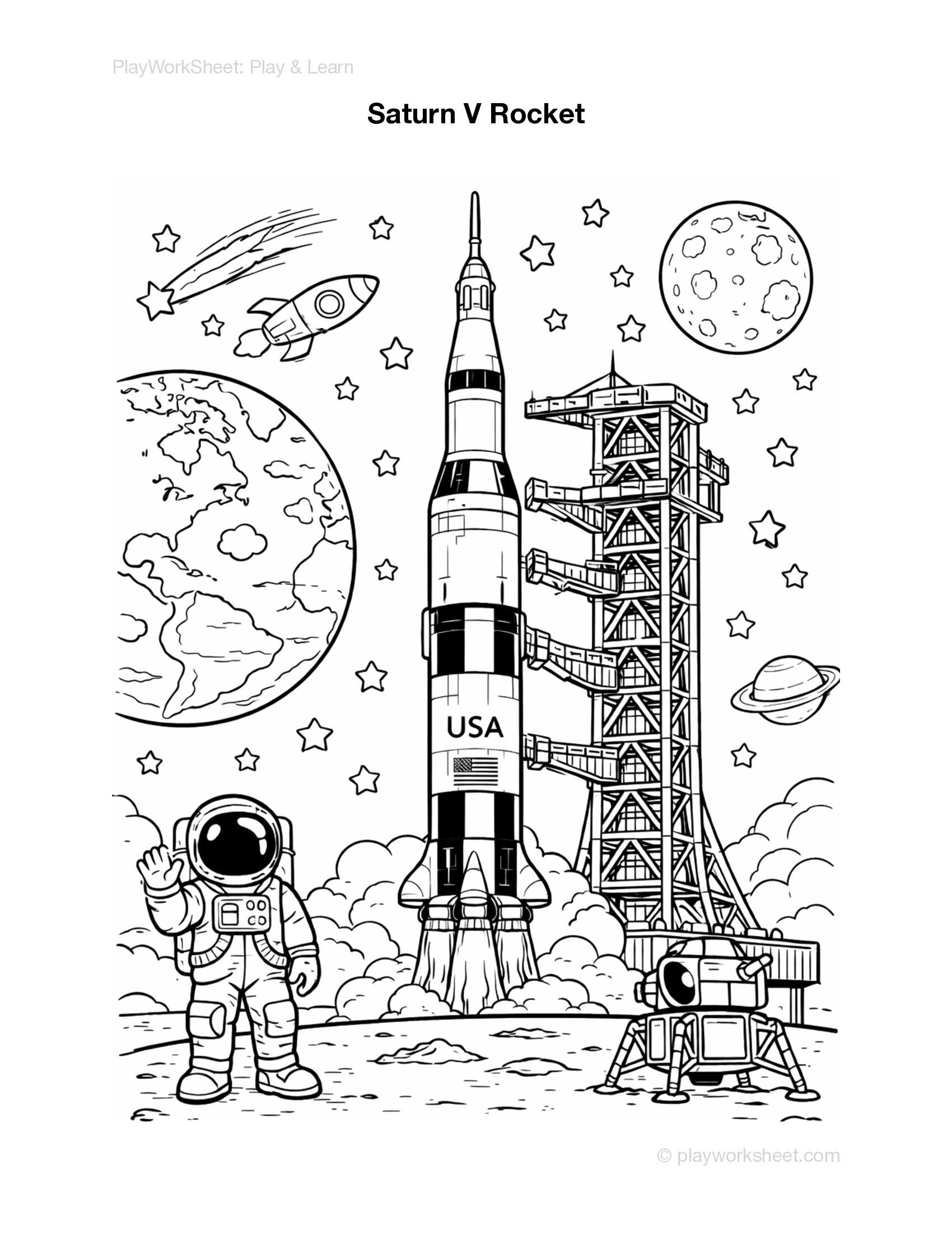 Saturn V Rocket Coloring Pages - Page 2