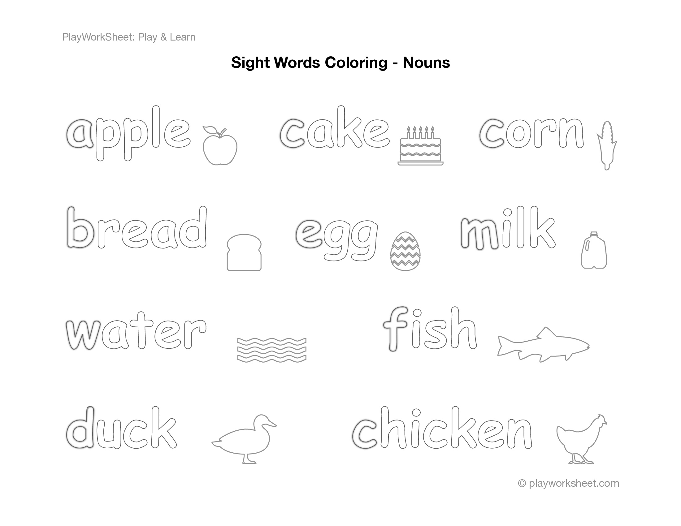 Sight Words: Animals, Foods, and Other Nouns - Page 2