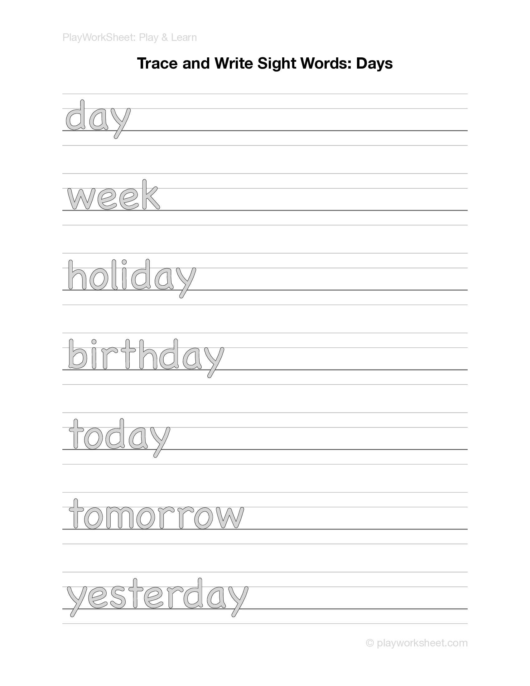 Trace and Write Sight Words: Days and Months - Page 2