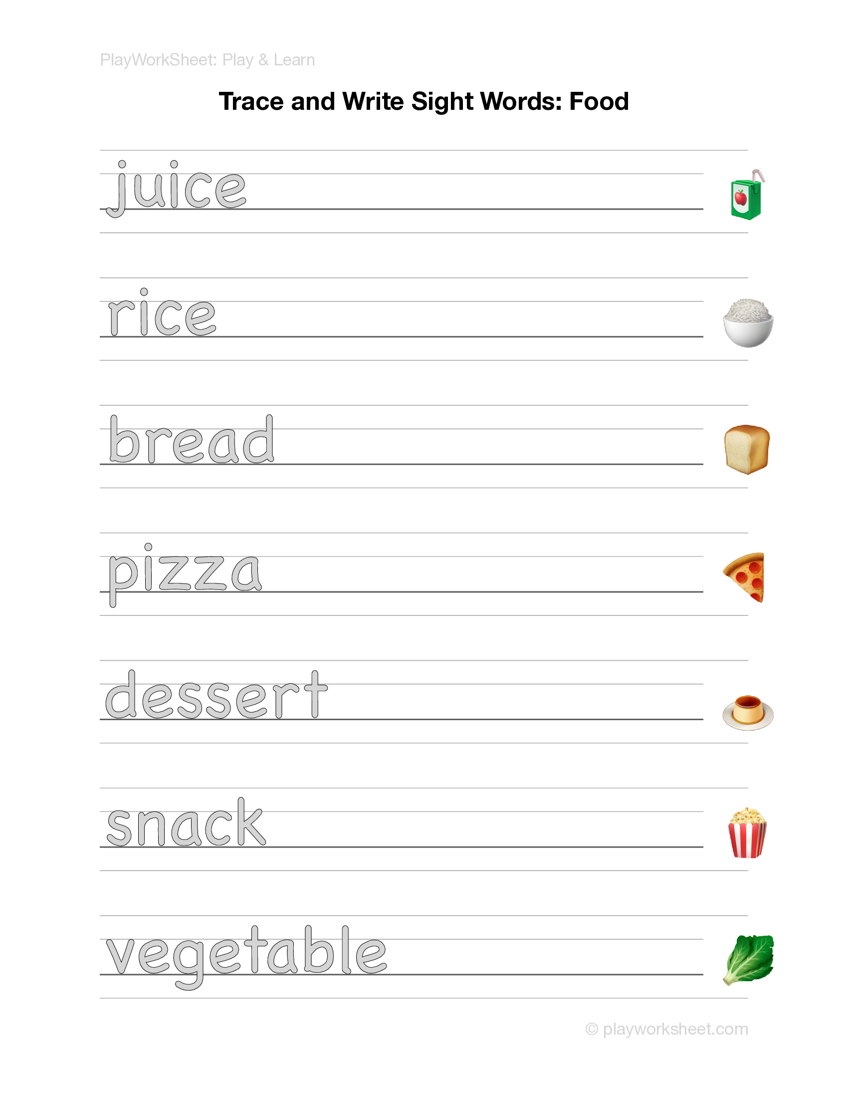 Trace and Write Sight Words: Food - Page 2