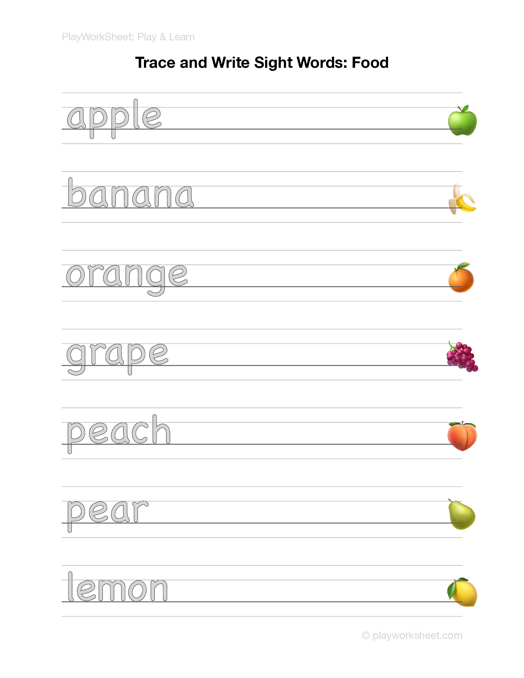Trace and Write Sight Words: Food - Page 3