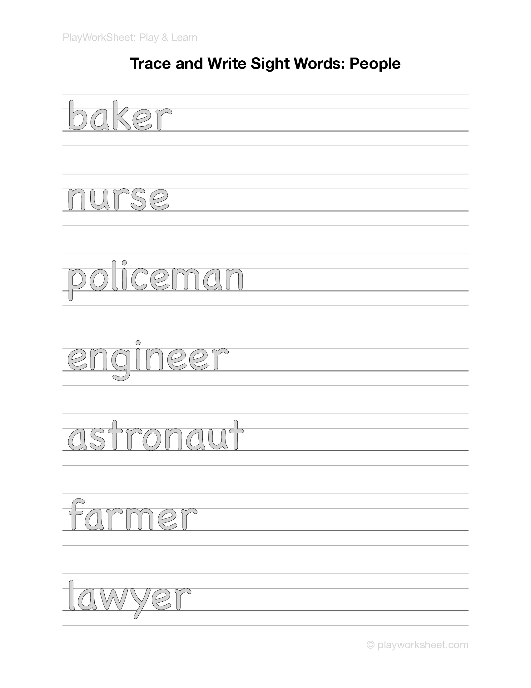 Trace and Write Sight Words: People - Page 3