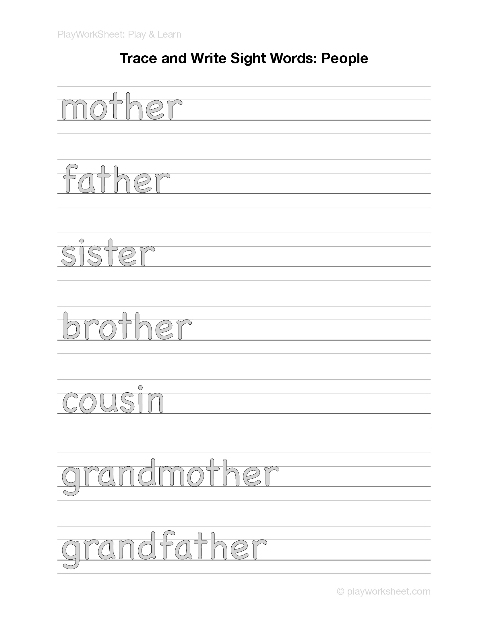 Trace and Write Sight Words: People - Page 1
