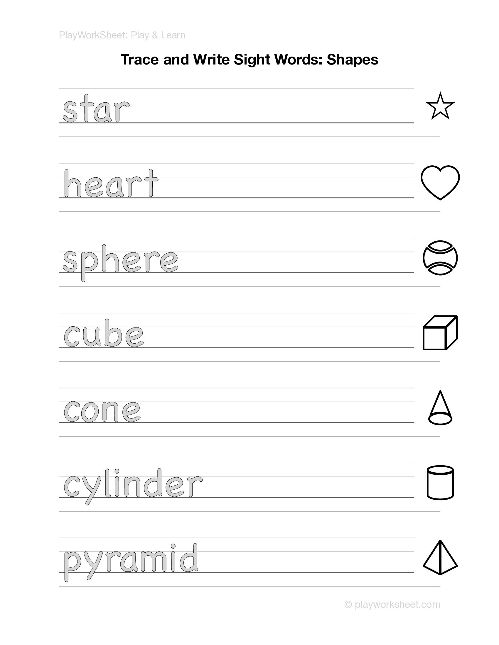 Trace and Write Sight Words: Shapes - Page 2