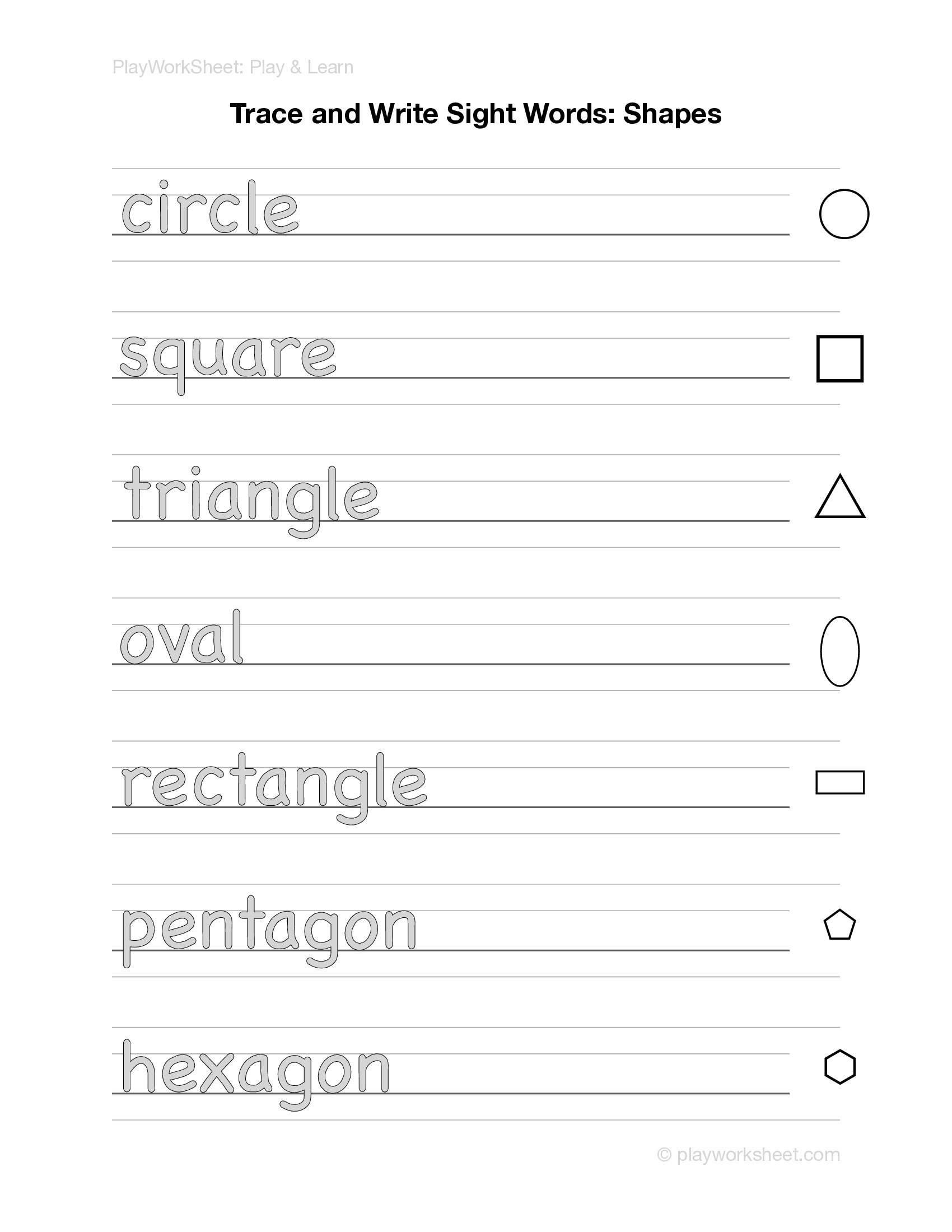Trace and Write Sight Words: Shapes - Page 1