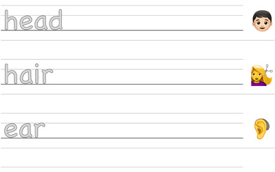 Trace and Write Sight Words: Body Parts
