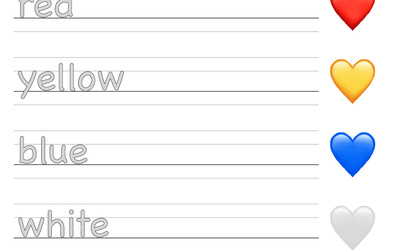 Sight Words Tracing Worksheet: Colors