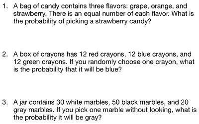 Probability Word Problems Worksheet