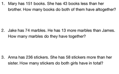Comparison and Addition Word Problems