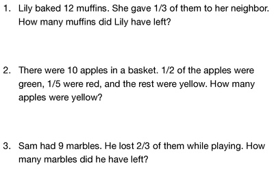 Fraction Word Problems