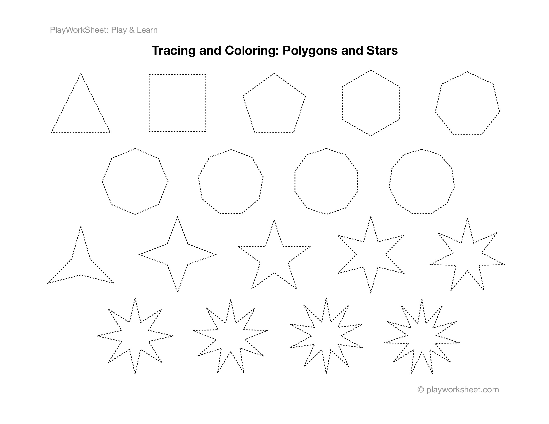 Polygons and Stars Tracing and Coloring Activities to Nurture Fine