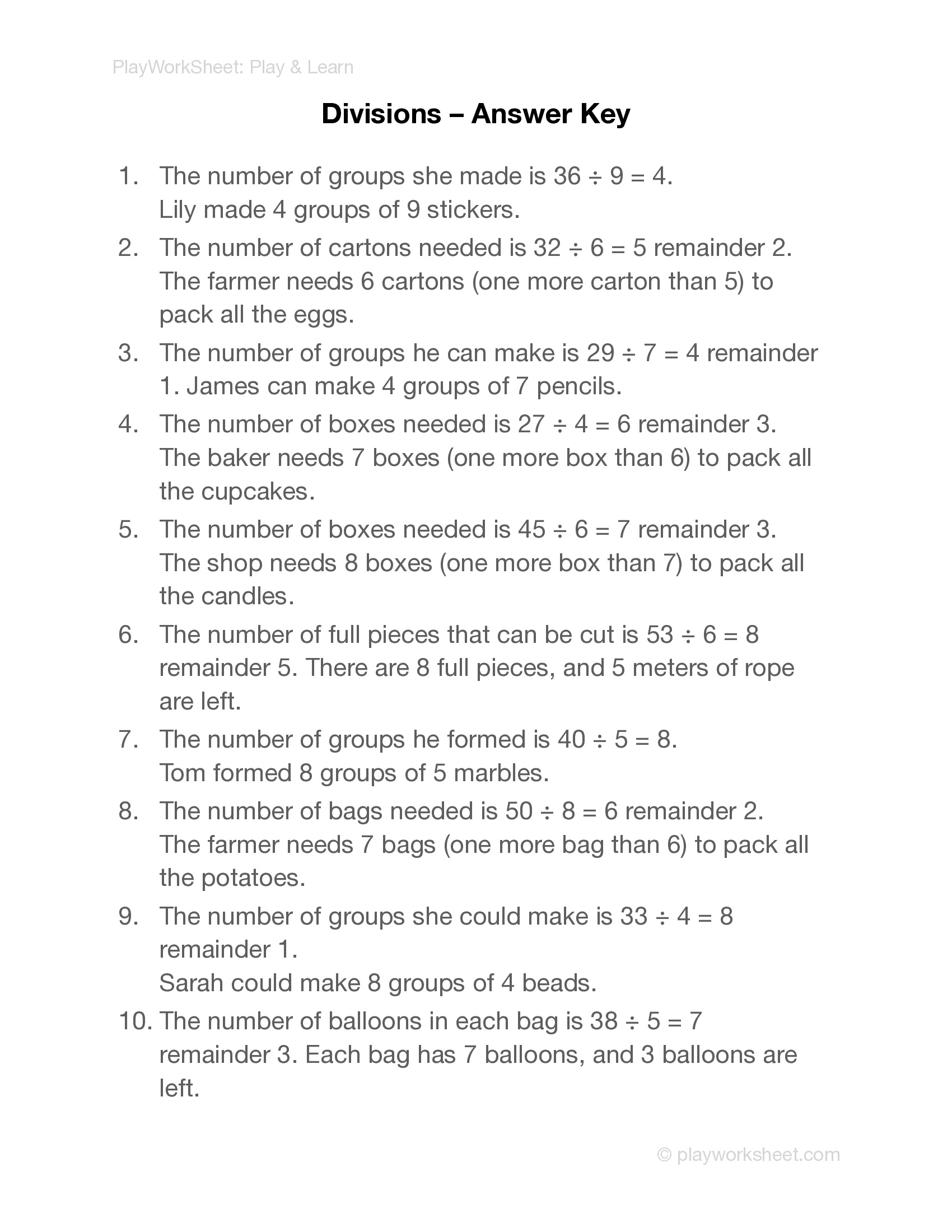 Division Word Problems - Page 3