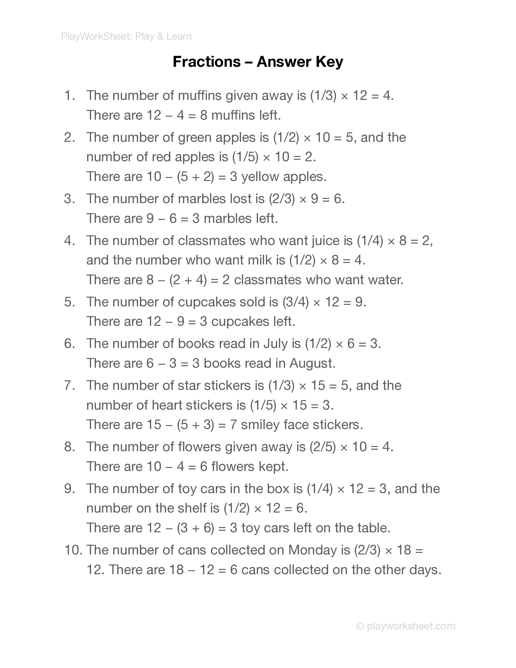 Fraction Word Problems - Page 3